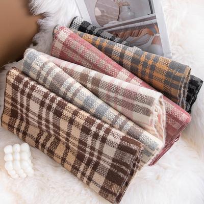 Britischer Karoschal Damen Herbst und Winter Neu Vielseitig Paar Lang Warm Doppelseitig Verdickt Retro Schal