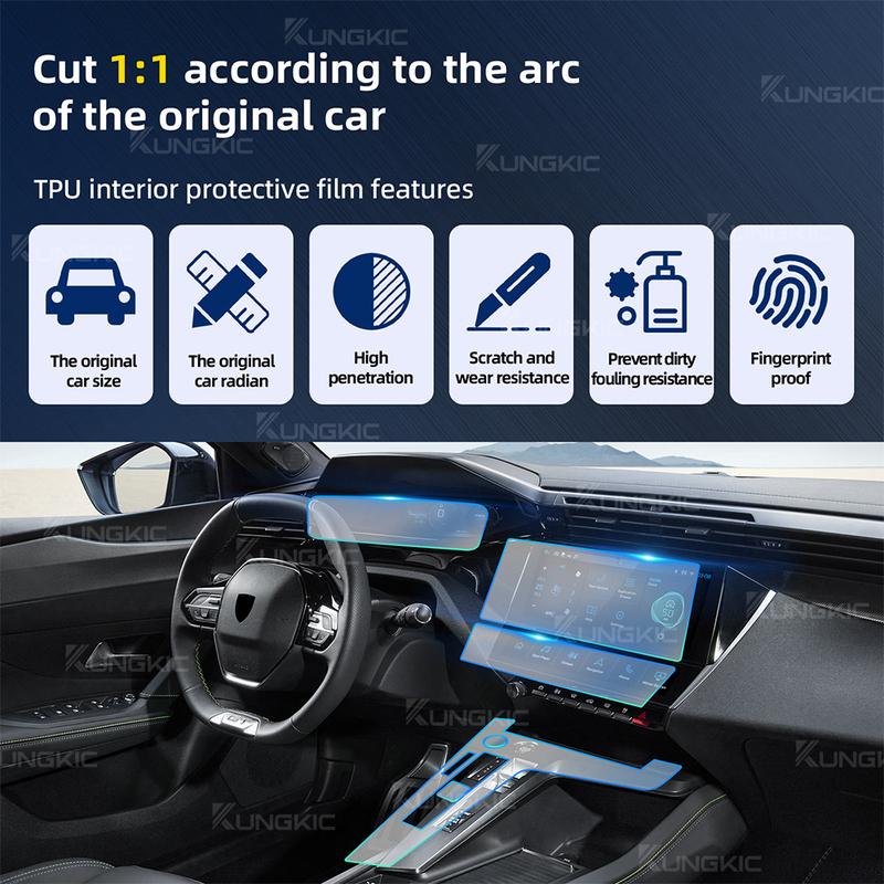 Pour Peugeot 408  2024 2025 Film Protecteur d'Écran de Navigation GPS de Voiture Autocollant Panneau de Levier de Vitesse Film Intérieur en TPU