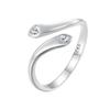 WOSTU 925 Sterling Silver Simple Double Love Open Ring for Women Original Design Jewelry