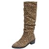 2024 High Quality Women's Shoes Slip-on Women's Boots Leopard Print Modern Boots Women Winter Plus Size Knee-High Boots