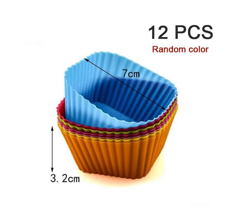 6/12PCS Silicone Muffin Mold Round Muffin Cup Heart Cake Baking Mold Kitchen Cooking Supplies Cake Decorating Tools