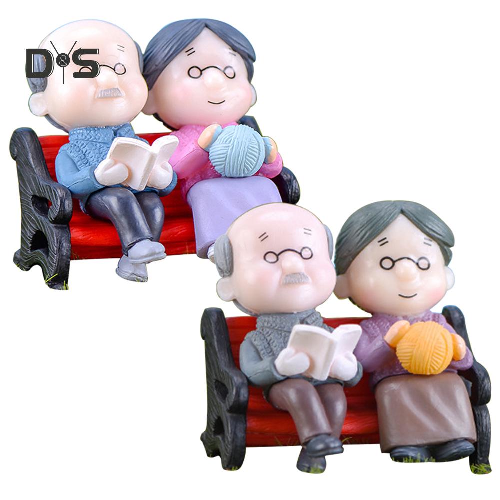 Decorations Home Mini Park Bench Grandpa Grandma Model Miniature Landscape Garden Decor Ornament