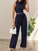 2026 Women's Knit Casual Two-Piece Set: Short Tank Top & Wide-Leg Sports Pants
