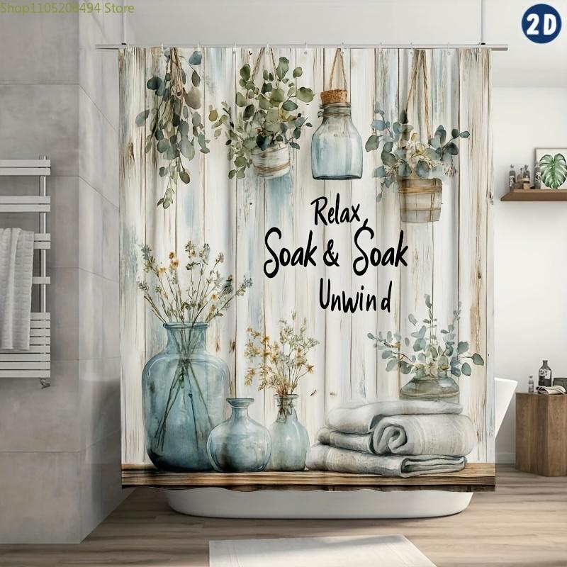 

1 шт. Штора для душа в стиле Бохо-Шик Расслабься и прими ванну , 70,8x70,8 дюйма, Прочный полиэстер, Легко чистится, В комплекте крючки, Можно стирать в машине 90x180cm