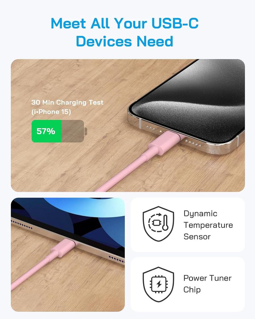 Xiaomi Charger Fast Charging 3 Pack USB C Charger Block with 6 FT Type C Cord Compatible For iPhone 15 16 17 Pro Max For iPad Pro