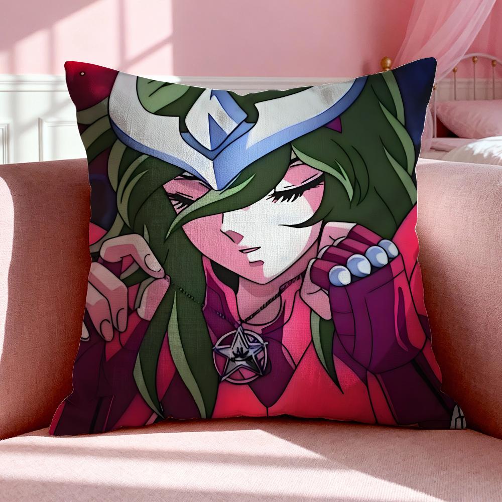 Anime SSaint Seiya Cushion Cover Breathable Linen Pillowcase Summer Odorless EcoFriendly Invisible Zipper Washable