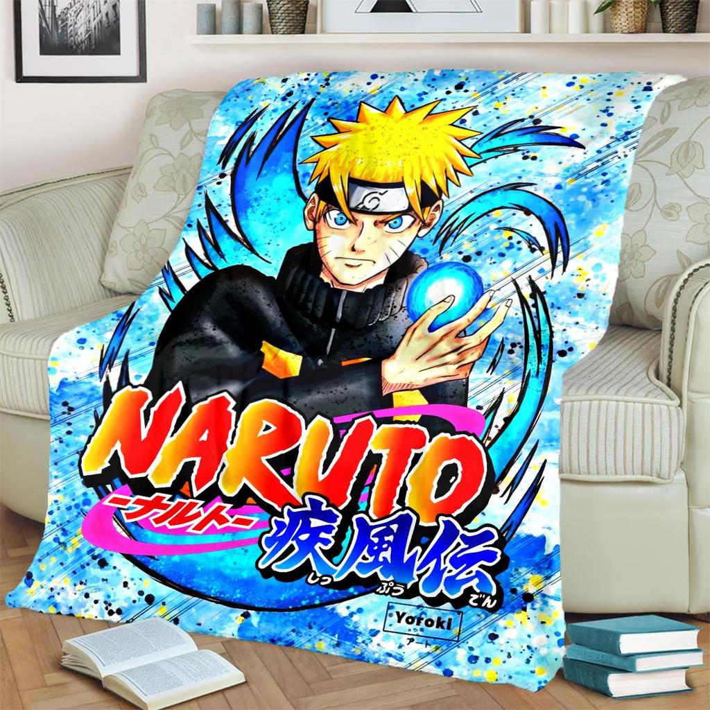 Anime-Naruto Print Blanket Warm Comfortable Flannel Blanket for Bedrooms, Sofas, Beds, Chairs, Picnics, Travel -LXR52