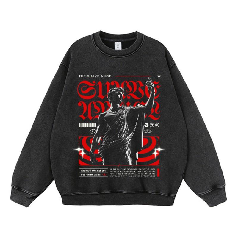 Vintage Washed Oversized Streetwear Hoodie Unisex Loose Fit Cotton Graphic Sweatshirt Men Women