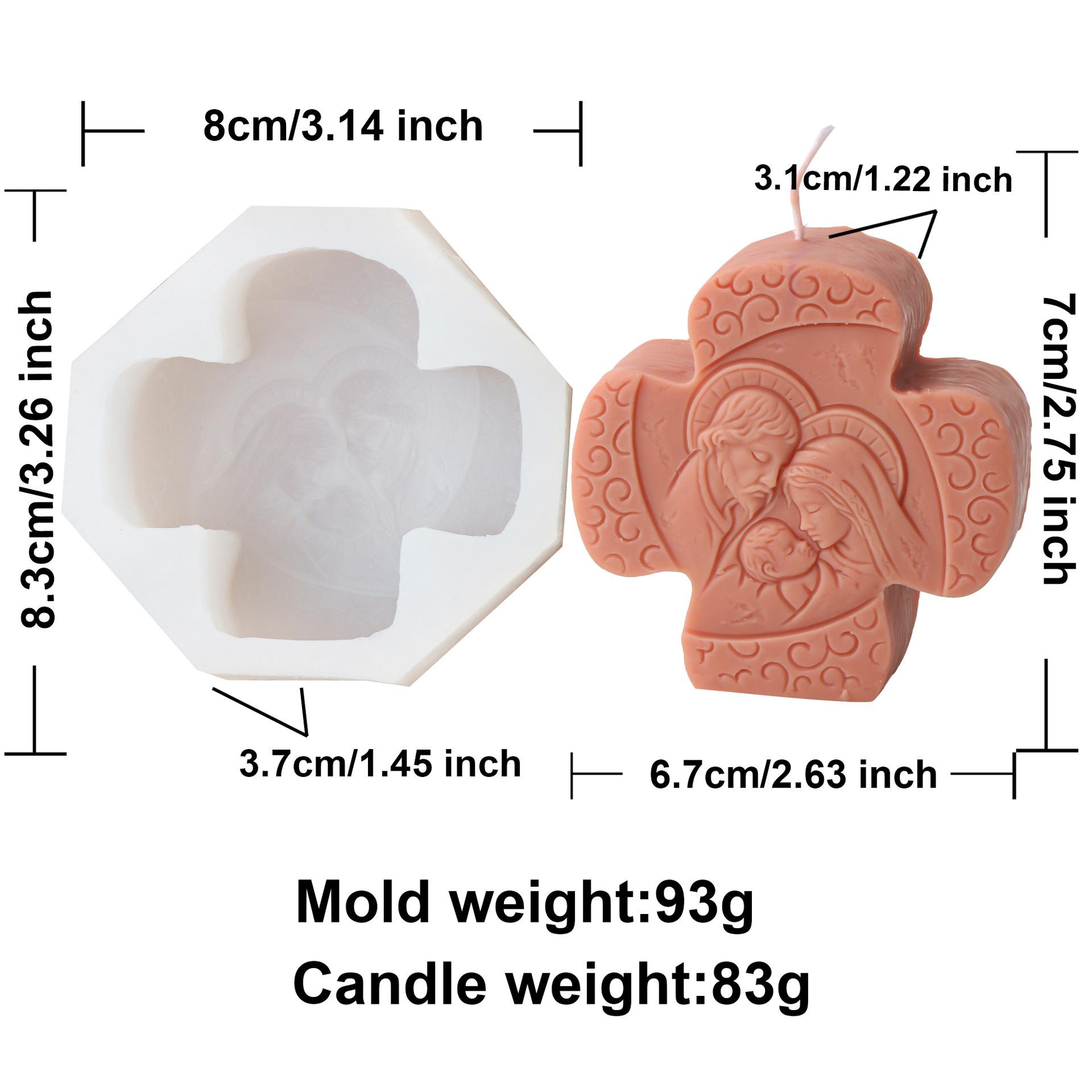

3D Jesus Madonna Family Relief Candle Silicone Mold DIY Religious Statue Gypsum Aromatherapy Molds Cross Soap Resin Making Tool