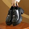 British Small Leather Shoes Women's 2025 Autumn New Versatile Platform Heightening Loafers High-end Lace-up Medium Heel Single Shoes