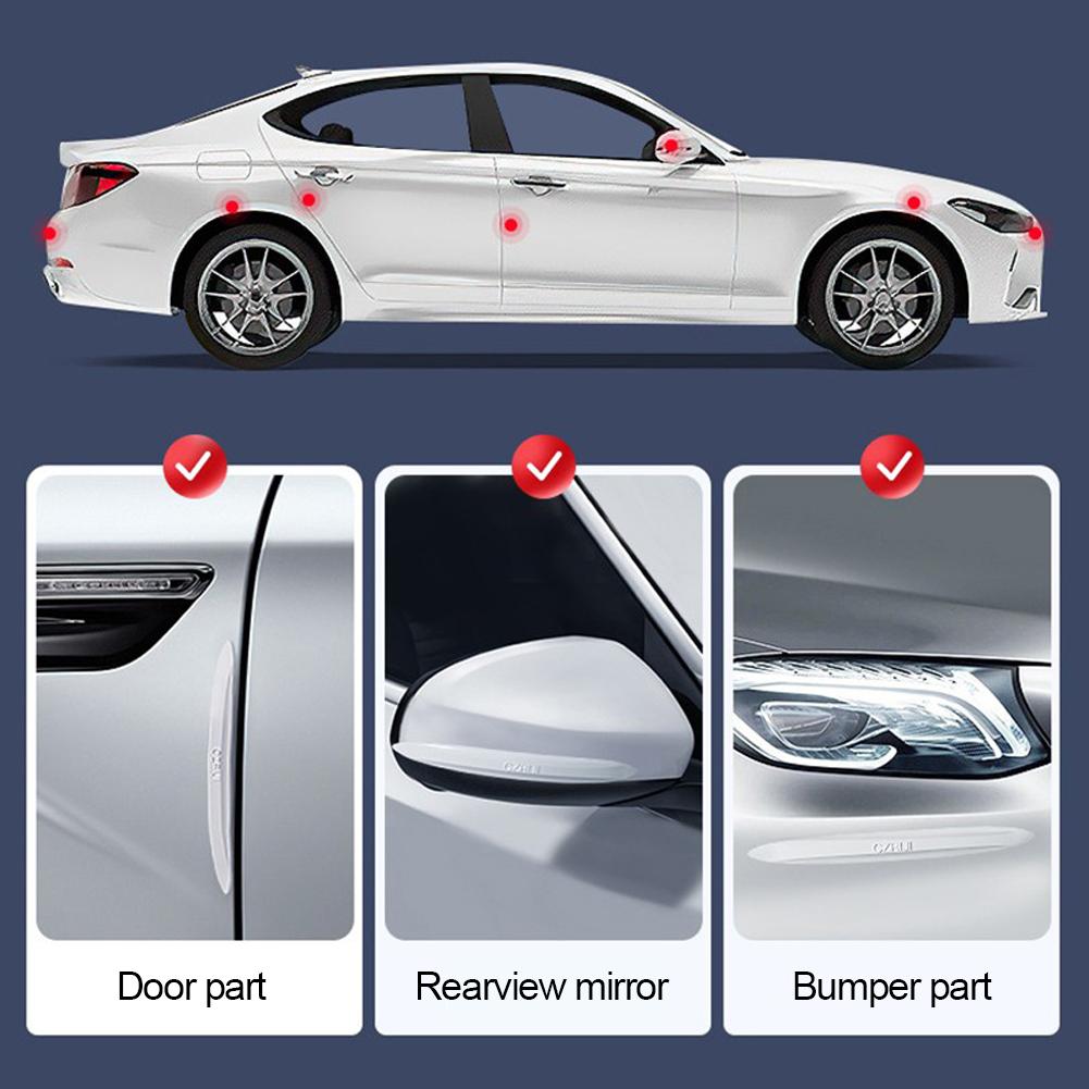 4Pcs Luminous Car Door Rearview Mirror Edge Scrape Protective Strips Guard Bumper Guards Protector Protection Universal