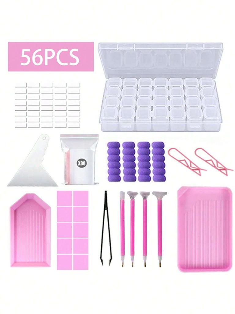 DIY Diamond Painting Tools and Accessories Set 12 18 29 37 45 56pcs for Kids and Adults with Box Pen Tweezers Glue Corrector and Complete Kit