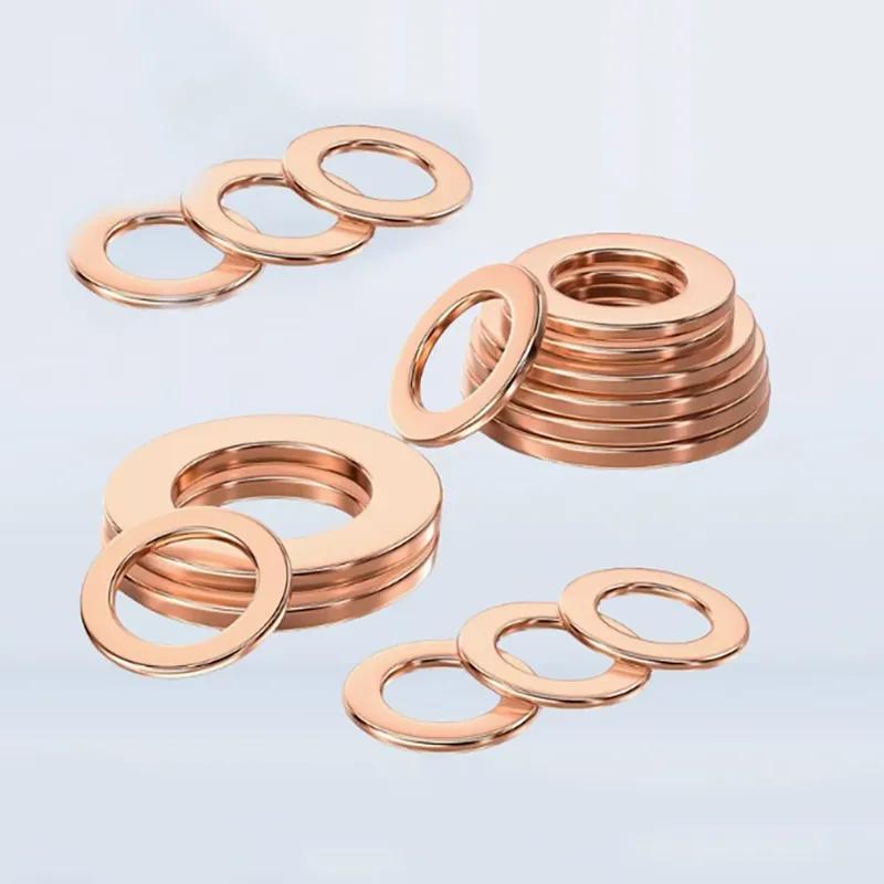 5-10Pcs Pure Copper Gasket Thickness 2mm ID 21/22/23/24/25mm Sealing Gasket Flat Ring Seal Solid Purple Copper Gasket Hardware