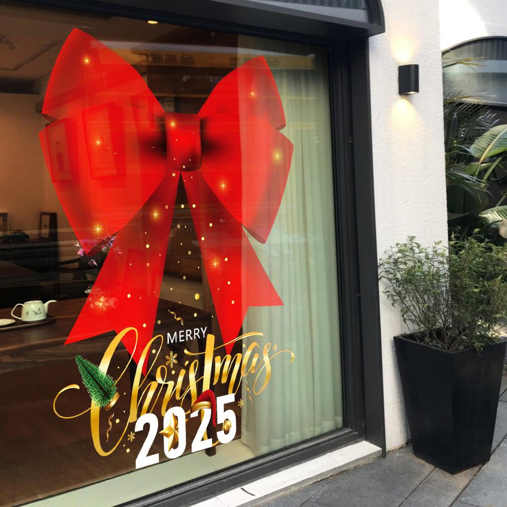 Christmas Decoration Bell Window Static Bow Sticker