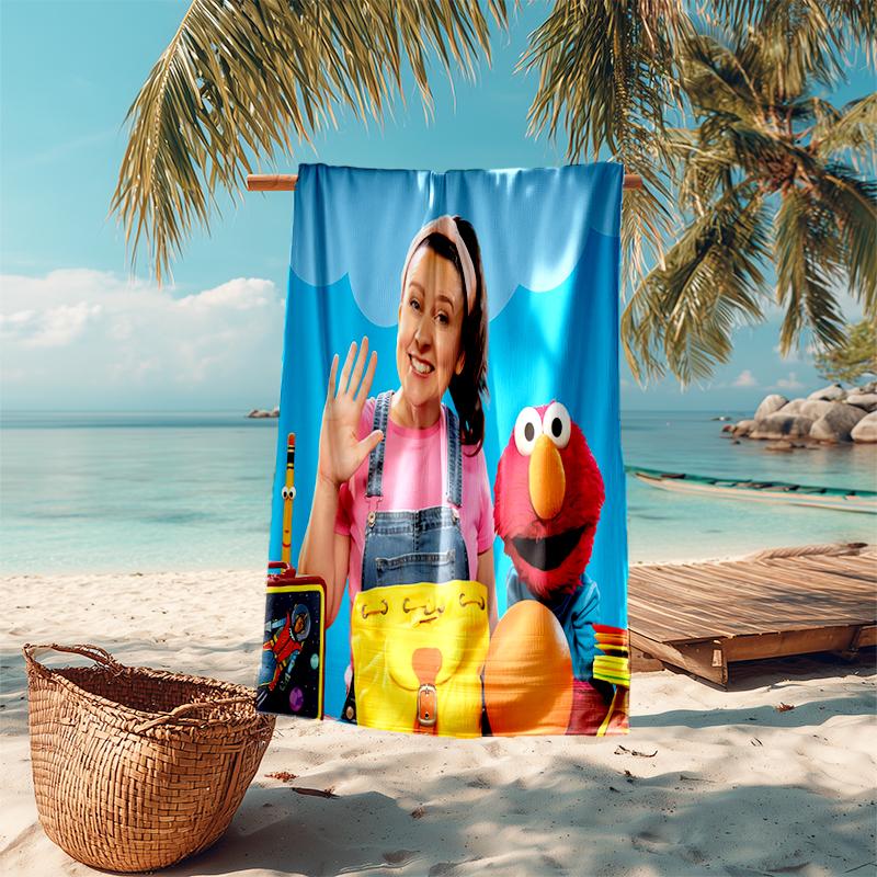 Beach Towel with Ms. Rachel1 Pattern - soft,absorbent,machine washable Lightweight&Modern,swimming,Travel Essentials