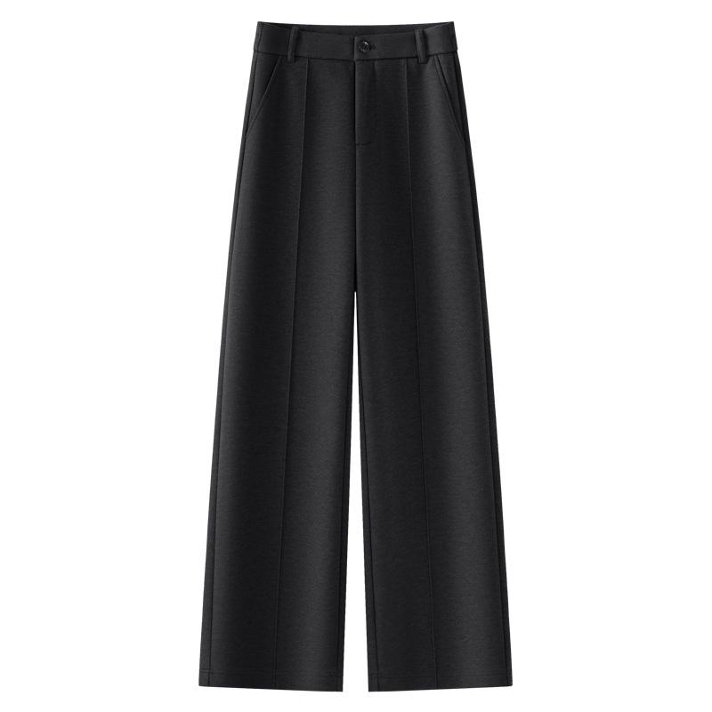 

Женские брюки цвета хаки из смесовой шерсти с широкими штанинами - Осень/Зима 2024, стиль прямых штанин L