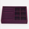 Elegant Purple Velvet Stackable Jewelry Ring Earring Display Tray 24 Girds Case Holder Organizers Storage Showcase