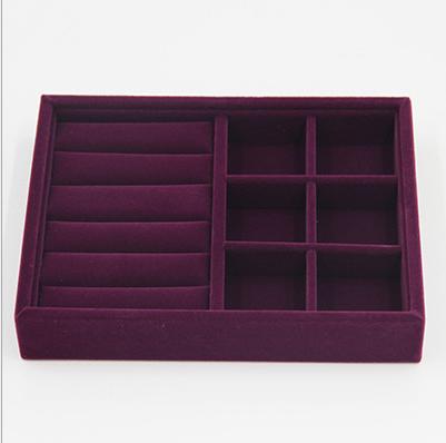 Elegant Purple Velvet Stackable Jewelry Ring Earring Display Tray 24 Girds Case Holder Organizers Storage Showcase