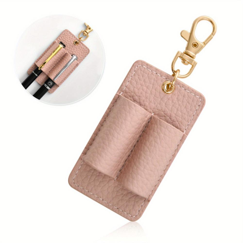 Tragbarer PU-Leder-Lanyard-Stifthalter Halsketten-Stil mit Schlüsselanhänger Stifteetui Stifttasche Verschleißfest Langlebig Stiftclip Schlüsselring