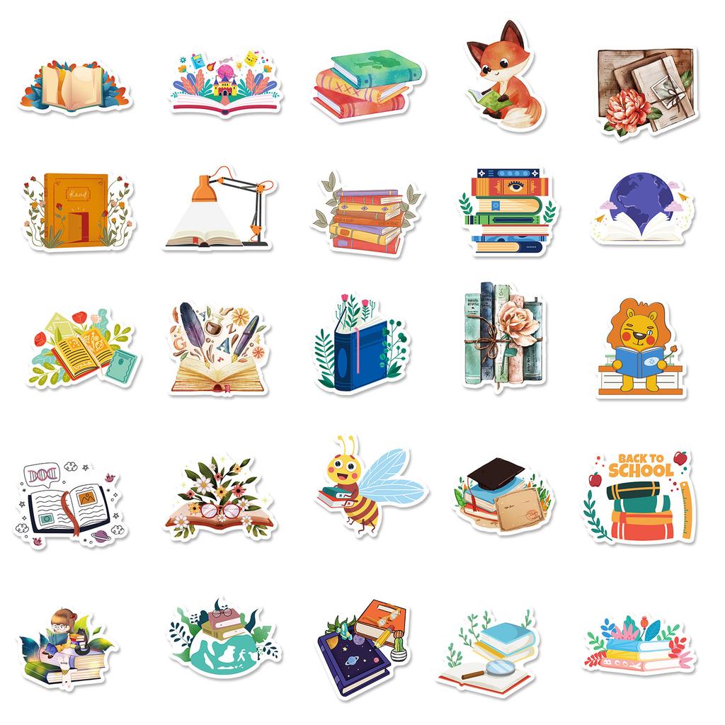 50 Books Reading Series Books Mix and Match Graffiti Stickers Car Suitcase Stationery Water Cup Waterproof Decoration