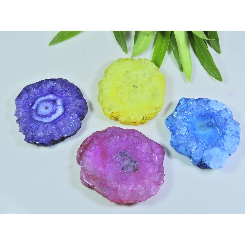 299Cts. Dyed Solar Durzy Agate 4Pcs Crystal Loose Gemstone Lot 31X34-31X39MM A-223