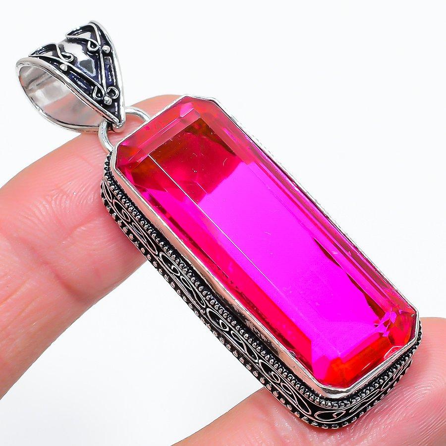 

Vintage Pink Rubillite Gemstone Handmade Ethnic Jewelry Pendant 2.40 VR-1895