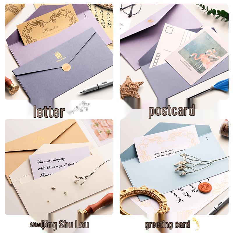 Set de Papelería Retro de Alta Gama en Papel Kraft: Tarjetas de Felicitación Gruesas, Sobres y Postales