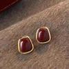 French Retro Geometric Red Earrings for Women - Autumn/Winter 2025 Trendy Celebrity Style