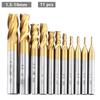 1.5-10mm End Mill Set 7pcs/11pcs 4 Flutes Titanium Coated High Speed Steel CNC Mill Cutter Tool for Wood Metal Steel