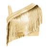 Mädchen Jazz Dance Crop Top Asymmetrische Schulter Metallische Quasten Tanzbekleidung