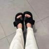 Sheepskin version~ summer new bow thick-soled casual sandals lazy slippers women's super soft-soled outer wear one-word drag
