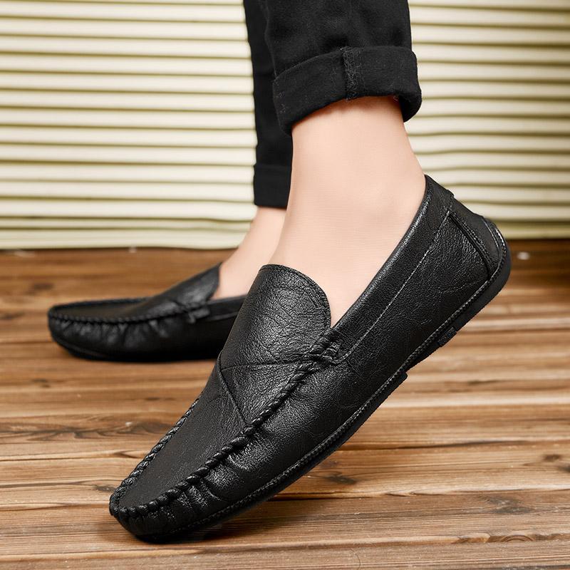 Lightweight Men'S Flat Shoes Comfortable Retro Style Work Leisure Business Office Adult Leather Shoes New Versatile Black