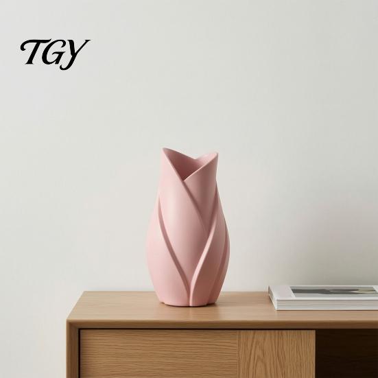 Moderner Minimalistischer Blumenhalter Blattförmige Kunstvase, 3D-gedruckte Matte Verdrehte Florale Skulptur Elegantes Tischmittelstück für Zuhause Dekorative für