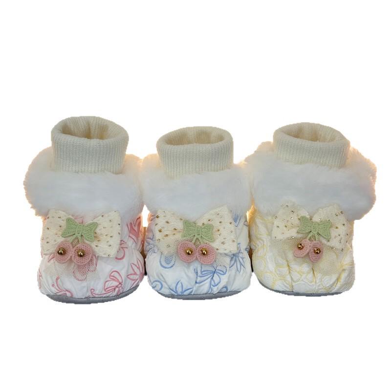 Warm Cotton Princess Shoes & Socks for Baby Girls, 3-12 Months, Soft Sole Pre-walking Foot Cover