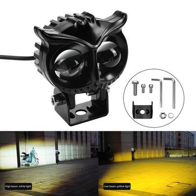 Motorcycle Fog LED Lighting, White/yellow DC12-85V Owl Auxiliary Spotlight, Car ATV Verge Car