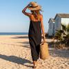 Women’s Sleeveless Maxi Dress with Square Neck and Adjustable Spaghetti Straps Casual Loose Fit Long Sundress for Summer