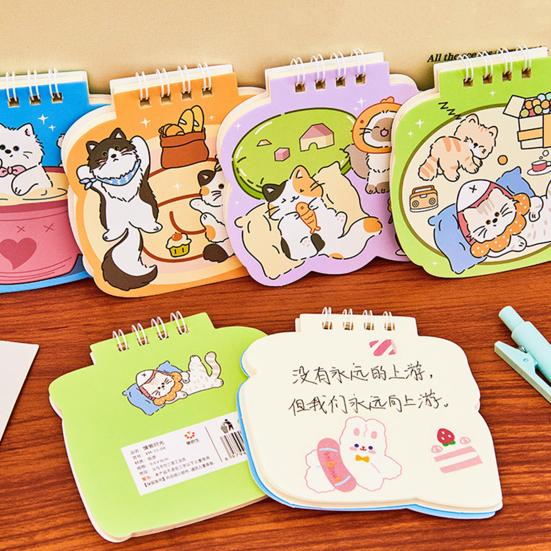 Katzen Mini Spiralnotizbücher 3,6 x 3,8 Zoll Obere Spiralbindung Notizblöcke, Cartoon 50 Seiten Notizbücher, Kawaii Notizbuch Schreibwaren für Notizen & Geschenke