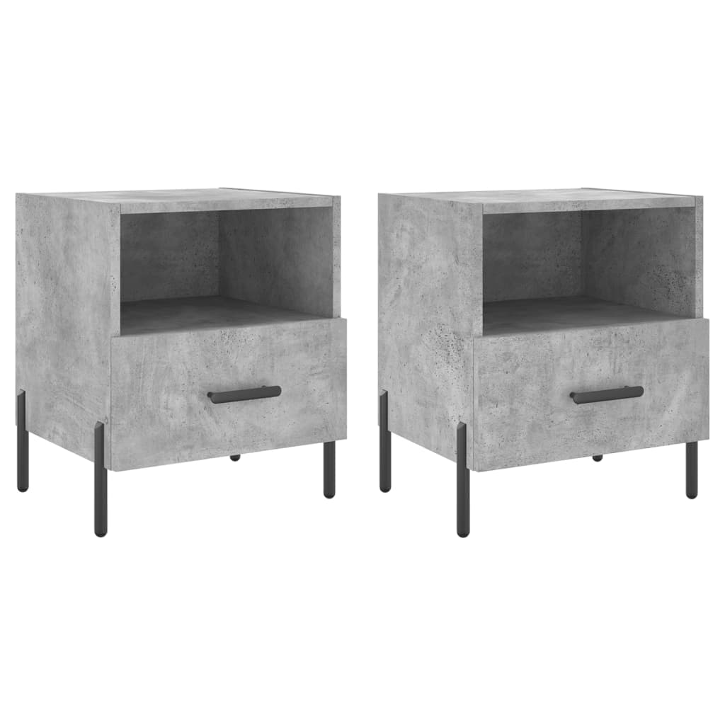 Nightstands (2 Pcs) Concrete Grey 40 X 35 X 47.5 Cm Particleboard