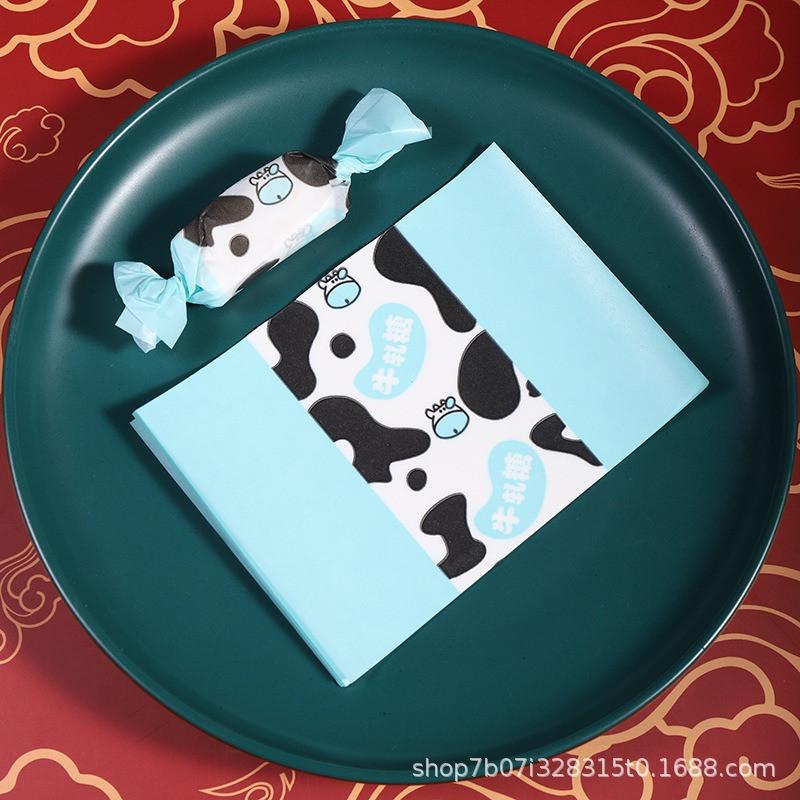 100Pcs/pack Cartoon Printed Handmade DIY Nougat Candy Packaging Oil Papers Milk Taffy Wrapper New Year Holiday Party Decoration
