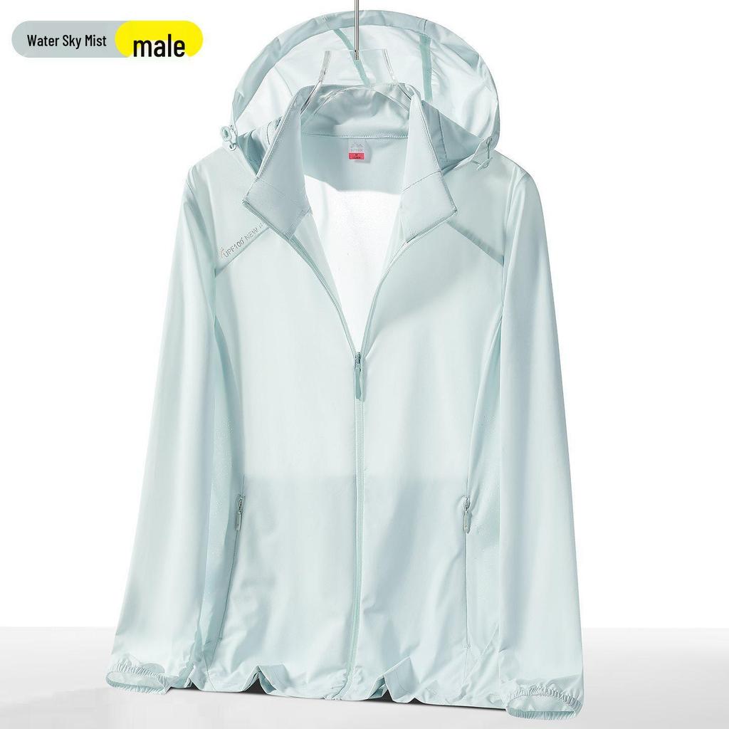 Unisex Elastic Breathable UV Protection Ice Silk Jacket with Removable Hood
