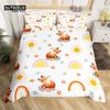 Cartoon Animal Duvet Cover Set Giraffe Elephant Sloth Tiger Zebra Monkey King Bedding Set Floral Lovely Animal Print Quilt Cover