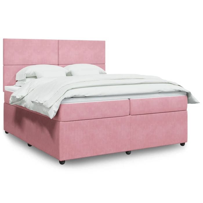 VidaXL Sommier à lattes de lit avec matelas Rose 200x200 cm Velours 3294729