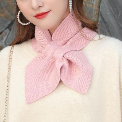 Versatile Autumn Winter Bow Scarf Soft Neck Scarf For Women Girls Casual Cross Warm Scarf  Solid Color Soft Warm Scarf