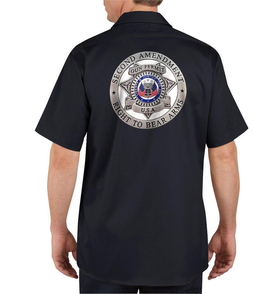 Right To Bear Arms Badge 10.1 inches - Mechanics Graphic Work Shirt Short Sleeve Unisex T-Shirt S