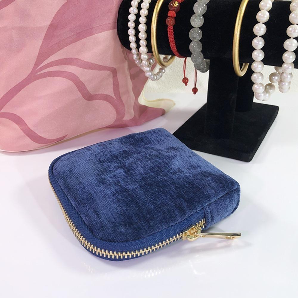 Multi-Layered Flannel Jewelry Zipper Bag Velvet Cloth Jewelry Organizer  Bracelet