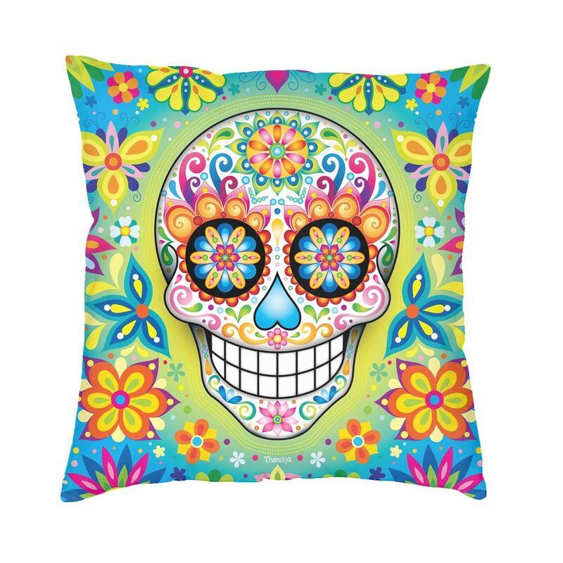 Luxury Day Of The Dead Throw Pillow Cover Home Decor Custom Square Mexican Sugar Skull Cushion Cover 45x45cm Pillowcover