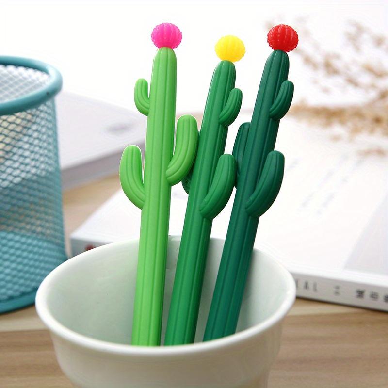 Back to school season 10pcs 0.5mm creative three-armed cactus shape neutral pen Plant black signature pen Office pen Student stationery