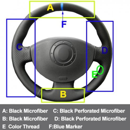 For Renault Megane 2 2003-2008 Kangoo Scenic 2 Hand Sewing Steering Wheel Cover