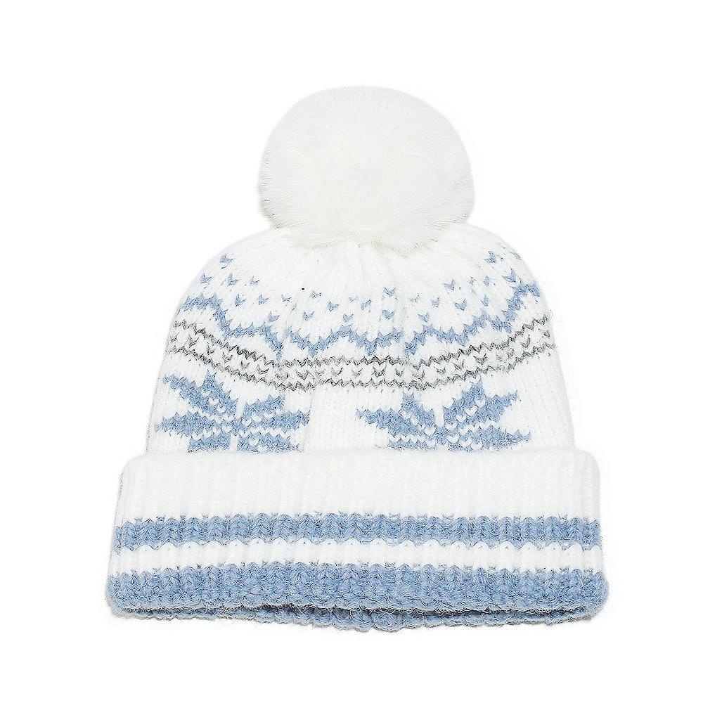 Temu autumn and winter new wool hat Christmas snowflake jacquard ear protector pullover hat knitted hat wholesale