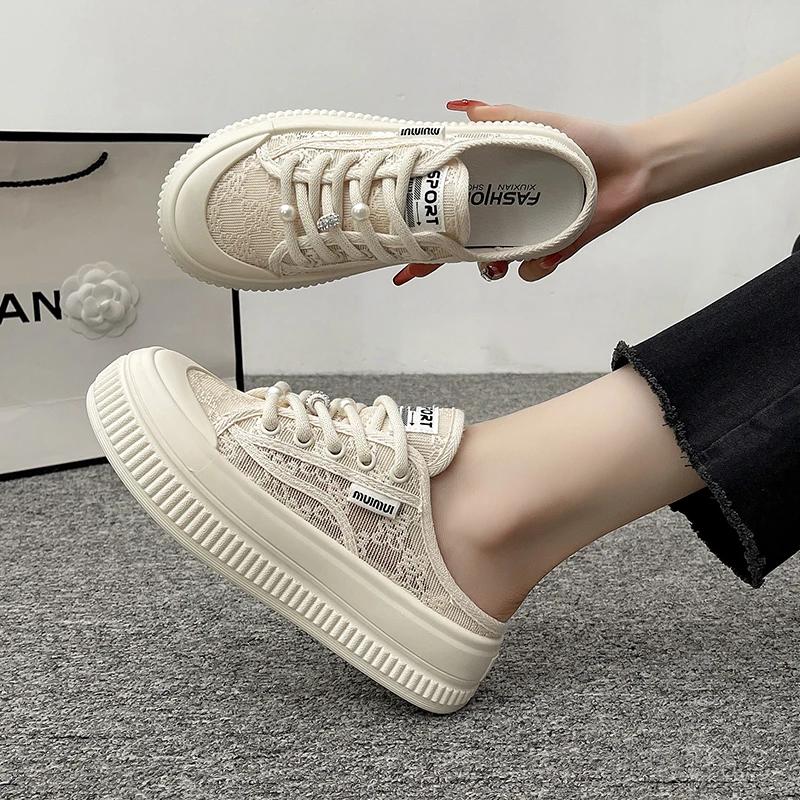 Fashion 2024 Fashion Women's Shoes Baotou Women's Slippers New Lace-up Casual Slippers Women High Quality Lace Platform Slippers Zapatos